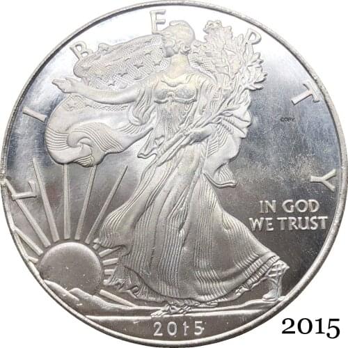 United States America 2015 W S In God We Trust 1 OZ Fine Silver Bullion Eagles One Dollar Silver Plated Copy Commemorative Coin
