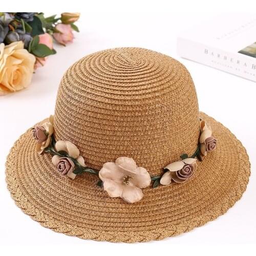 Summer Sun Hat Ladies Elegant Hat Female Vintage Hats Straw Beach Hat Flower String Woman Hat