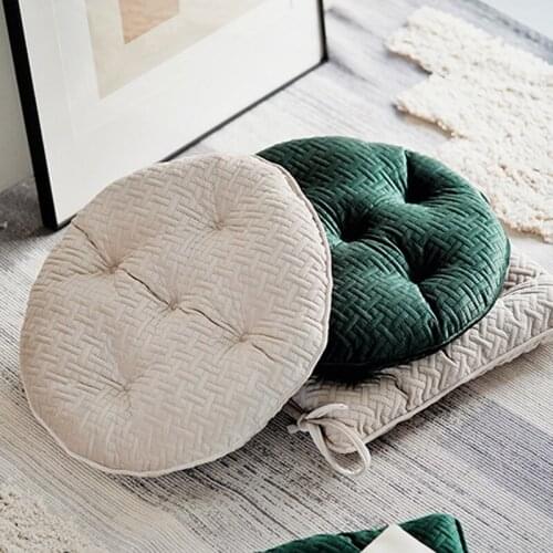 Quilting Seat Cushion Soft Velvet Texture Round Square Floor Pillow Chair Sofa Cushions for Home Office Hotel Solid Gray Green