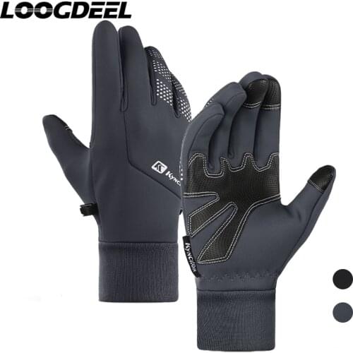 LOOGDEEL Running Gloves Comfortable Full Finger Warmth Waterproof Non-slip Finger Touch Screen Outdoor Women Men Runnning Gloves