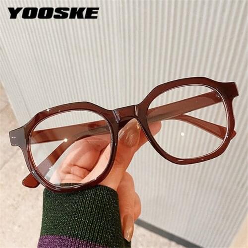 YOOSKE Anti Blue Light Glasses Frames For Women Men Irregular Transparent Eyeglasses Blocking Blue-ray Computer Eyewear Frame