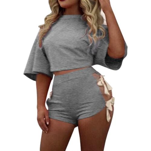 Tracksuits Women 2 Piece Outfits 2019 Summer Short Sleeve T Shirt Shorts Set Fitness Trouser Suit Trainingspak