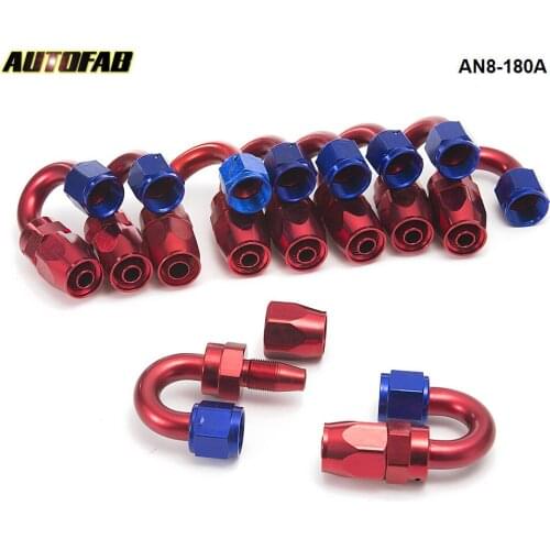 10PCS/LOT Universal AN8 180 Degree Aluminum Oil/Fuel/Air/Gas Line Hose End Fittings AN8-180A