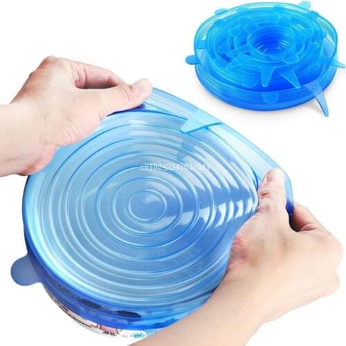 100sets 6pcs/set Silicone Stretch Lids Universal Silicone Cover Lid Pan Cooking Kitchen Silicone Food Wrap Bowl Pot Lid