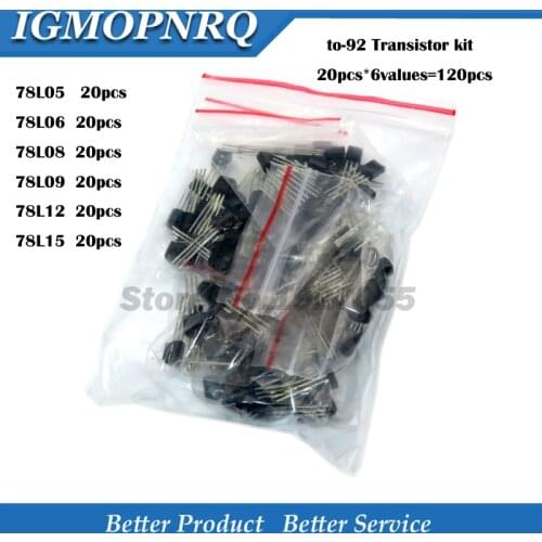 20pcs*6values=120pcs 78L05 78L06 78L08 78L09 78L12 78L15 TO92 TO-92 Transistor Kit 78L series voltage regulator package Assorted