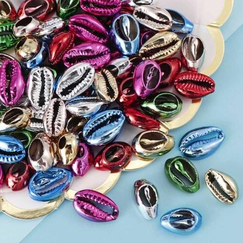 20pcs Golden plated silver Natural shell Flower painting Scrapbook Craft seashells for home decoration DIY Clothing loose beads