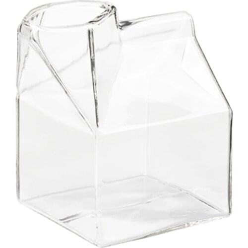 350ml Creative Water Bottles Simple Transparent Milk Box Shape glass Cups Students Drink Bottle for Juice Coffee Tea Drinkware