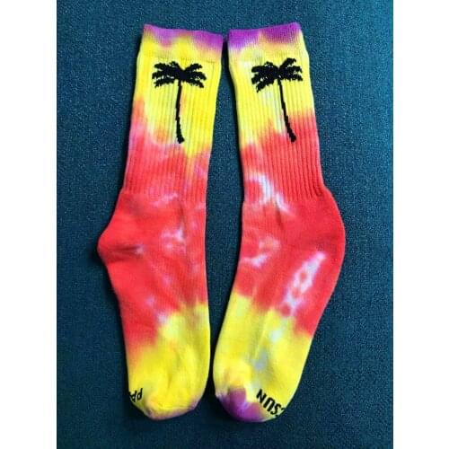 5Pairs /Lot socks hip hop flip coconut tree Tie-Dye skateboard calcetines sock for men women compression kanye west popsocket