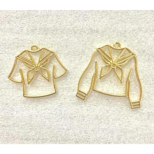 5pcs DIY School Uniform Metal Frame Jewelry UV Resin Fillings Pendant Accessory Charms Handmade Kawaii Girl T-Shirt Bezels Art