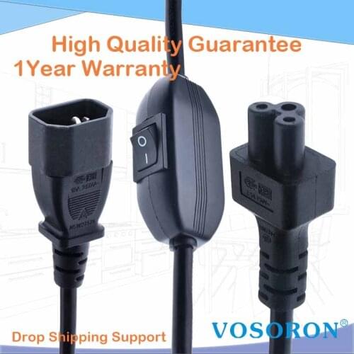 60cm IEC 320 C14 Male Plug to C5 Female Adapter Cable IEC 3 Pin Male to C5 DU UPS Power Adapter Converter Cord Extension Cable