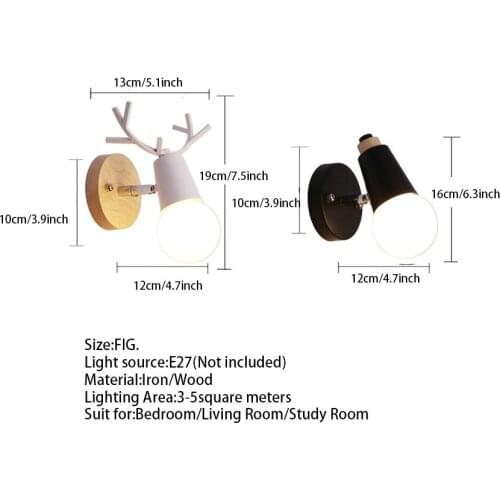 AC110-240V Vintage Antlers Wall Sconces Wooden Base Metal Wall Lights Indoor E27 Led Wall Lamp for Living Room Bedrooms Bedside