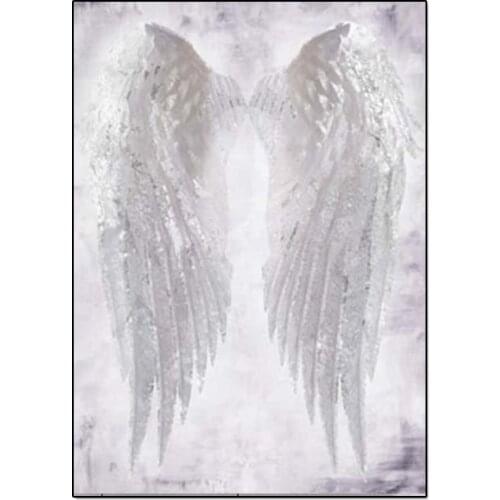 5d diy diamond painting full drill square round White angel wings feathers diamond embroidery Diamond Mosaic cross stitch A90