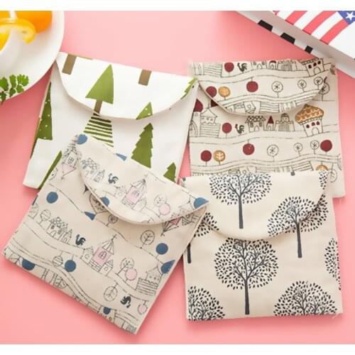 Free Shipping Polka Dot Organizer Storage Female Hygiene Sanitary Napkins Package Small Cotton Storage Bag Purse Case