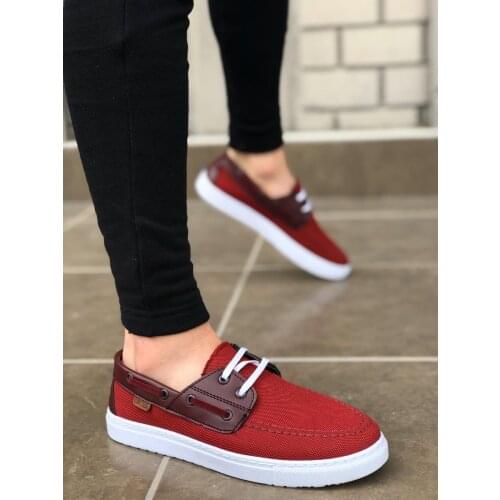BA0101 Laced Burgundy White Sole Sport Classic Men 'S Shoes