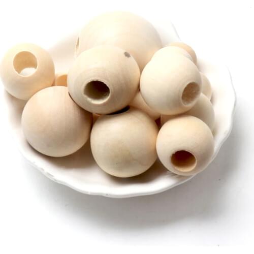 8-50MM Wooden Beads Natural Round for Jewelry Making DIY Bracelet Bead Accessories Loose Ball Beads Big Hole Supply