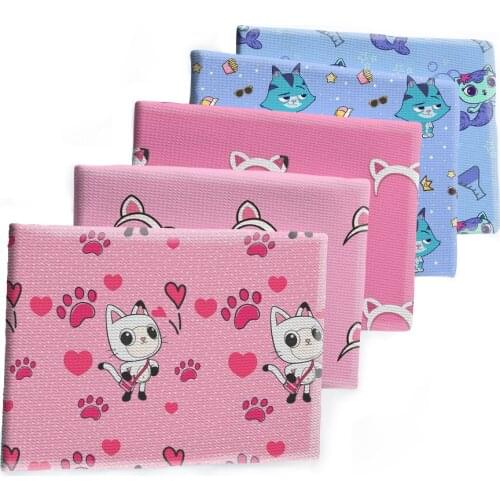 Catoon Cats Pattern Printed Bullet Textured Liverpool Patchwork Tissue Kids home textile 50*145cm