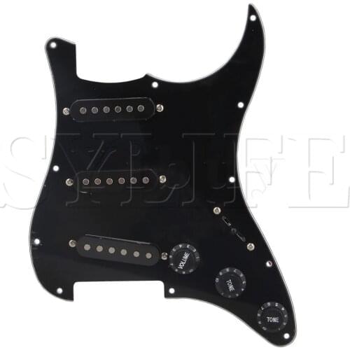 Black 3 Ply Electric Guitar Prewired Loaded Pickguard SSS w/ Pickups For SSS