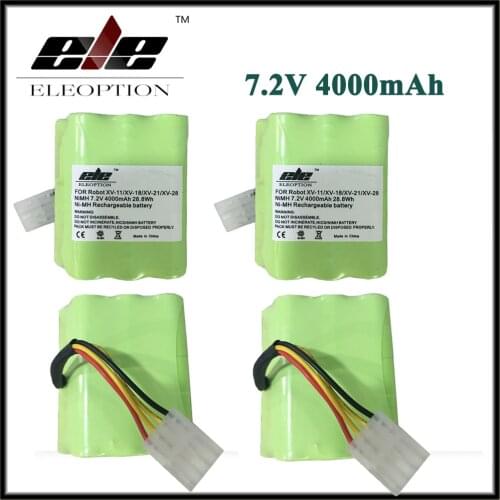 Eleoption 4x 7.2V 4000mAh NiMH Battery For Neato XV-11 XV-12 XV-14 XV-15 XV-21 XV-25 Robot Vacuum Cleaner parts neato XV battery