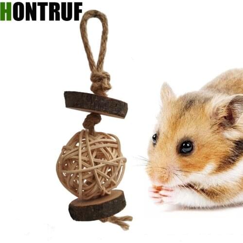 Chinchilla Hamster Rabbit Parrot Bird Pet Toy Hemp Rope Apple Tree Branches Rattan Ball Molar Biting Wood String