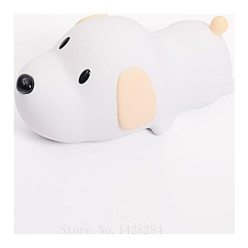 Xiaomi Creative Sleep Lamp Cartoon Dog Night Light Bedroom Bedside Pat Light USB Charging Dimming Timing Silicone Lamp Gift