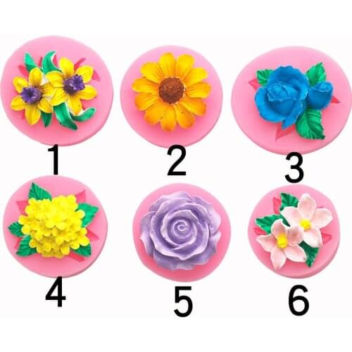 Many Variety of Flower Food Grade Silicone Mold 3D Flower Gummies Mold for Baking Candy Chocolate Cake Decoration Tools J001