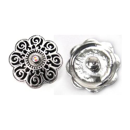 MOODPC Free drop shipping hot selling 1.8-2cm alloy AB stone flower shape charm DIY button metal charms