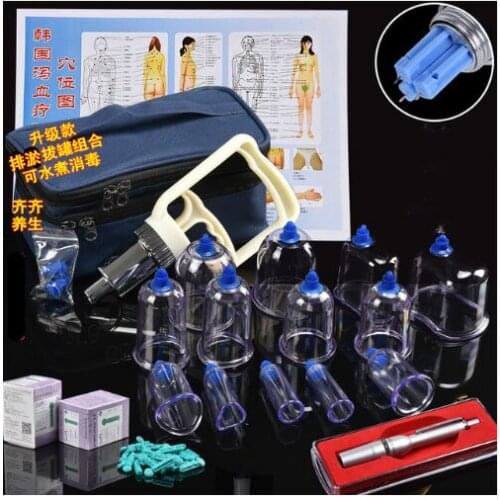 13 Cups Vacuum Cupping Device and1 Pcs Blood Needles Pen and 100pcs Blood Lancet of Home Use Acupuncture Massage Cupping Set