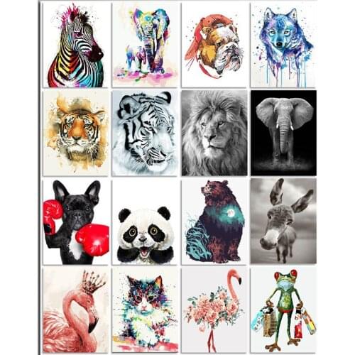 Black and White Animals Coloring Diy Oil Painting By Numbers Hanging Wall Canvas Art Picture Home Decoration Gift 40x50cm