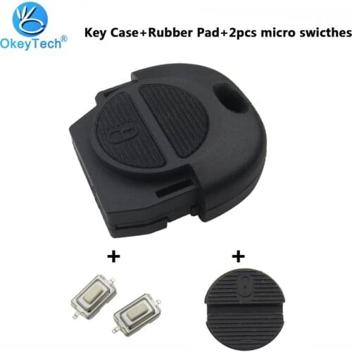 OkeyTech For Nissan Micra Almera Primera XTrail 2 Button Remote Key Shell With 1PC Key Case+ 1PC Rubber Pad+ 2PCS Micro Swicthes