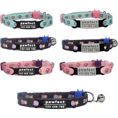 Cat Collar Custom Personalized ID Free Engraving Dog Collar Safety Breakaway Adjustable for Puppy Kittens Necklace