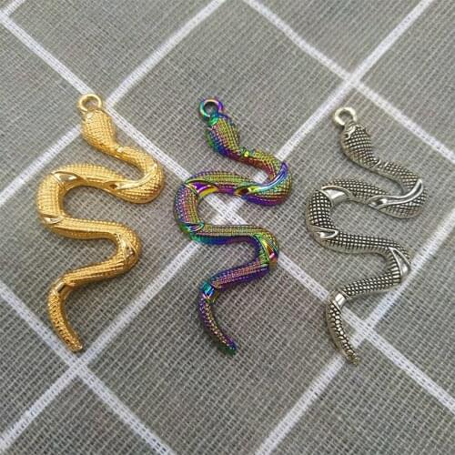 3Pcs/Lot 25*54mm Alloy Snake Charms 3Colors Animal Pendants Accessories For Making Necklace Earrings Bracelets DIY Jewelry New
