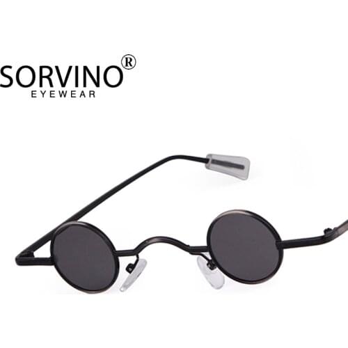SORVINO 2020 Retro Sunglasses For Women Men Brand Designer 90S Skinny Small Round Sun Glasses Black Yellow Shades Holographic