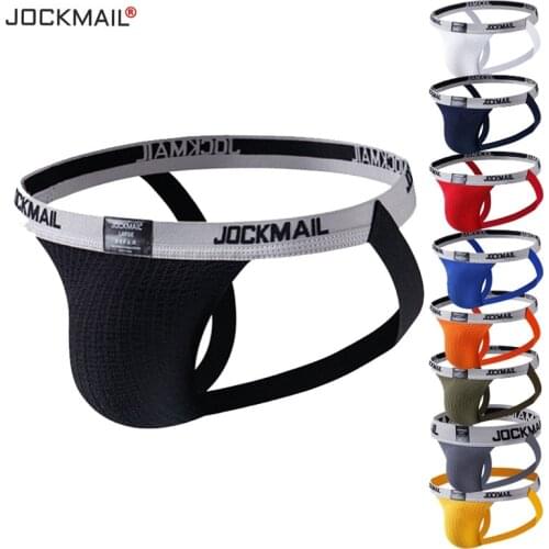 JOCKMAIL Gay Sexy Underwear New Mesh Breathable Men Jockstraps 4PCS Lingerie Pants Placket Bielizna Multicolor XXLg String cueca