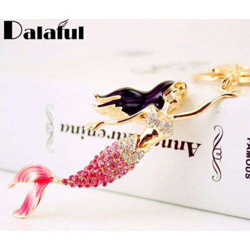 Amazing Crystal Mermaid Sea-maid Key Chains Exquisite Rings Holder Bag Pendant For Car Gift Keyrings KeyChains K271 New