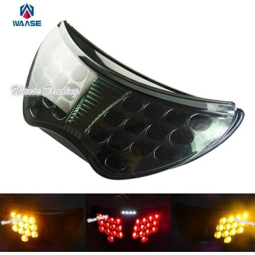 Waase Chrome Led Rear Tail Brake Turn Signals License Plate Integrated Light Smoke For 2004 2005 2006 2007 HONDA CBR600F4i PC35