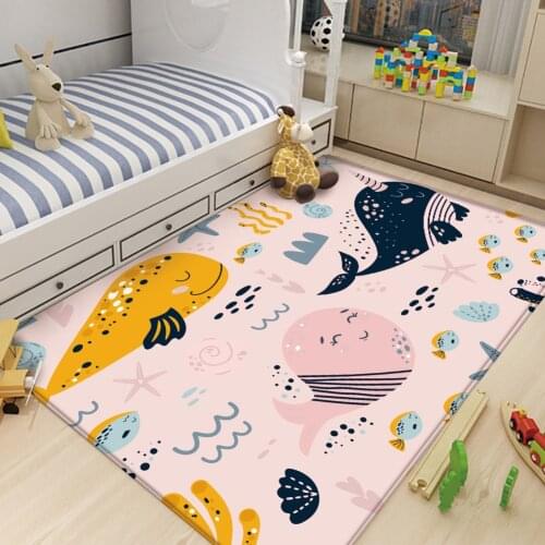 Fun Dolphin Childrens Pattern Childrens Room Anti-Slip Carpet&Rug tapis Alfombra Cute Art Soft Cartoon Colorful Flannel Carpet