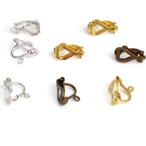 10pcs/lot 14x8mm Copper No Piercing Earrings Clips Blank Base Settings Craft for DIY Ear Jewelry Making