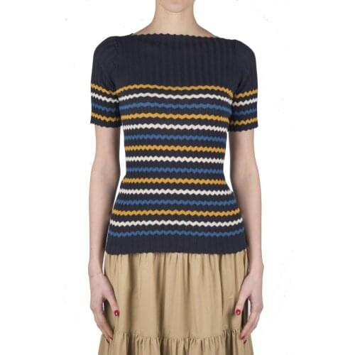 Roberto Hill T-shirt women RB E29026 boat neckline lined mc Blue