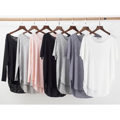 Women Latin Dance Wear Top V-neck Long Sleeves Loose T-shirt Hip Hop Jazz Yoga Ballroom Dance Costume Latin Practice Tops BL4149