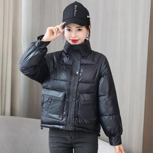 Nice Winter Thick Down Cotton Padded Jacket for Women Stand Collar Casual Short Black Parkas Female Zipper Bubble Coat Outwear