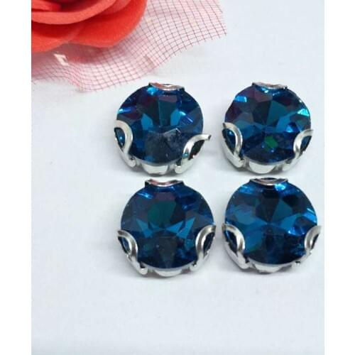 The Stone Flower Peacock Blue Crystal Glass Sewing Rhinestones with D Shape Claw DIY Jeans Woman and Wedding Dresses