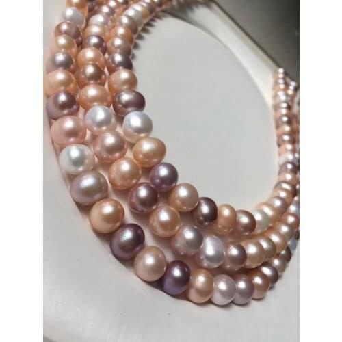 Fine Jewelry Natural Fresh Water 10-11mm Mix Color Peals Necklaces for Women Fine Pearls Necklaces