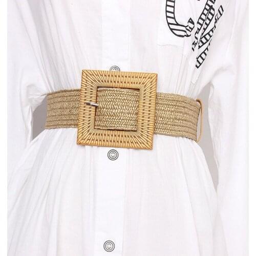 2020 Summer New Womens Beach Bohemia Elastic Belt Girdle Square Bucklet Braided Belt Summer Dress Women Korean Fashion Strap