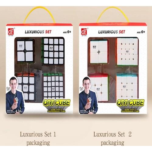 ZY-Wisdom QIYI Speed Rubix Cube Set 2x2 3x3 4x4 5x5 magic Cube Cheats Without Sticker Speed Cube Set Gift Box
