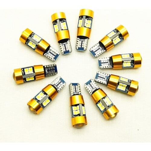 10pcs T10 LED Canbus Light Bulbs Car Interior Reading Parking Lights White No Error 12v 8W T10 BULB with lens