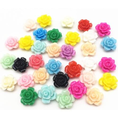 100pcs 12mm Mix Multi Resin Rose Flowers Flatbacks Cabochons DIY Crafts Embellishment For Scrapbooking