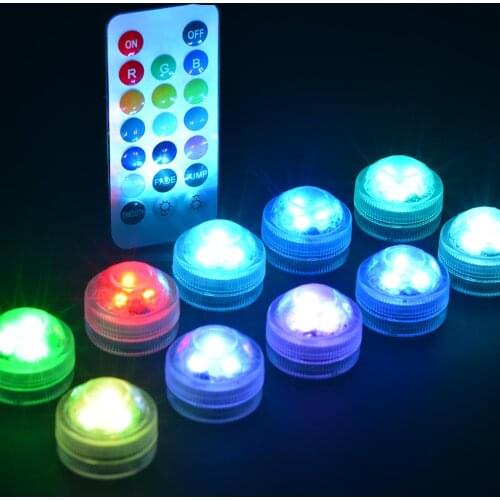 12pcs/Lot LED Submersible Floralytes Floral Tea Light Candle w/Controller RGB Color-change Wedding Xmas