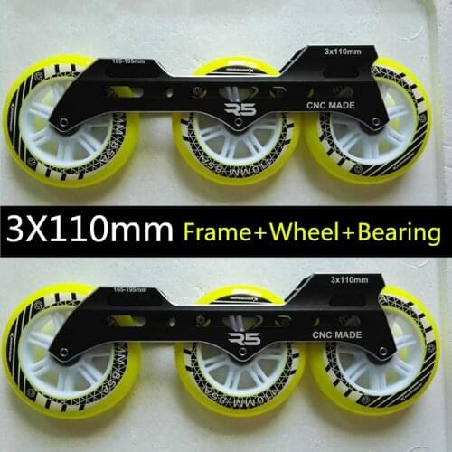 3*110MM big three-wheel speed pile knife speed skating shoes bracket skating flat shoes racing shoes brush street knife + wheel