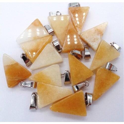 50Pcs 20x15x6mm Wholesale Natural Yellow Aventurine Triangle Pendant Bead DIY Earrings Jewelry Accessories S603