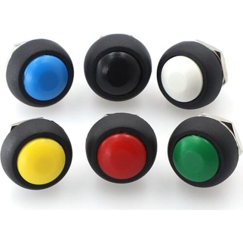 6Pcs Mini 12mm Waterproof Momentary ON/OFF Push Button Round Switch PBS-33B